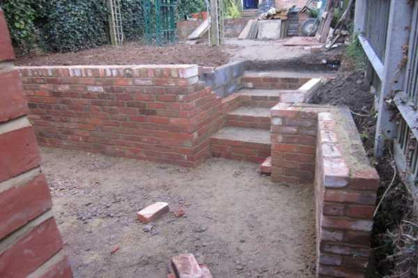 External patio and walls being built